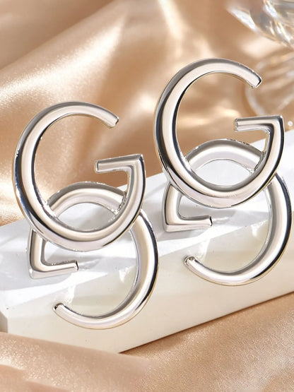 Elegant Twin G Letter Classic Style Stud Earrings, High Quality Studs Earrings, Fashionable Office Party Jewelry for Daily Wear, Perfect for Complements Shirts and Suits, Fashionable Jewelry Accessories