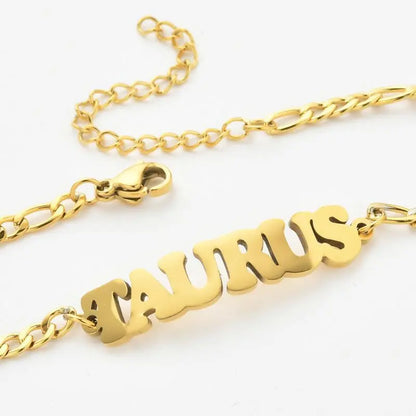 Women's 3:1 Fergal Constellation Bracelets for Women - Hypoallergenic Tarnish Proof Stainless Steel, Waterproof, English Letter Accents, Golden & Silvery Metal Chain Link, Zodiac Signs Female All Seasons Daily Wear Costume Jewelry