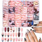624pcs Almond Press-On Nails Set, French Style, Polka Dot, Striped, Ladybug Design, Acrylic, Summer Nail Art, 24 Mixed Styles, Fake Nails