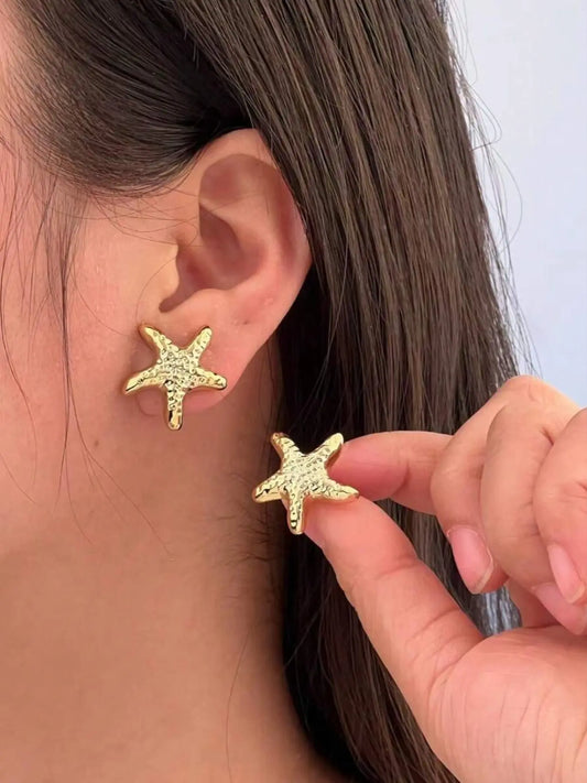 Cute Ocean Life Earrings Set, Starfish Shell Pendant Boho Style Jewelry for Women, Summer Casual Daily Wear Accessories, Stainless Steel Earrings, Seashell Earrings, Stud Earring Jewelry, Beach Earrings, Ear Studs