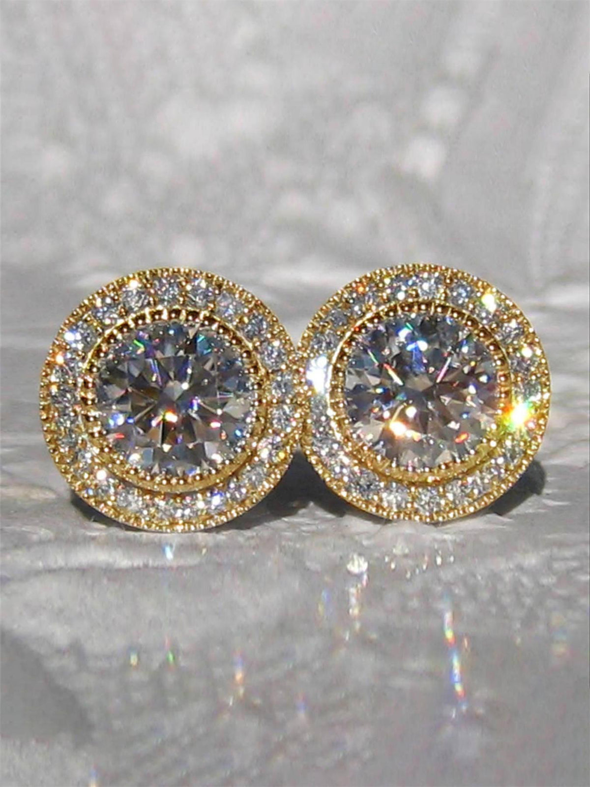 1 Pair Glamorous Cubic Zirconia Stud Earrings, Ear Studs, CZ Jewelry for Women, for Wedding, Engagement & Anniversary Party, Valentine's Day Gift