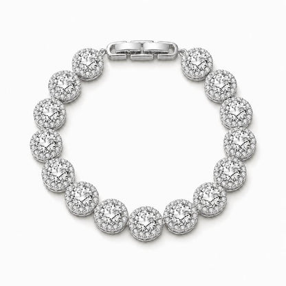 Halo Tennis Bracelet for Women, Sparkling Linked Statement Jewelry for Weddings and Evening Wear