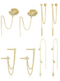 4 Pairs Huggie earrings for women High Quality Earrings Jewelry Dainty Gold Earrings Tassel Chain Drop Dangle Small Hoop Earrings Stud earrings for Women Teen Cubic Zirconia Sparkling Earrings Clip Womens earrings