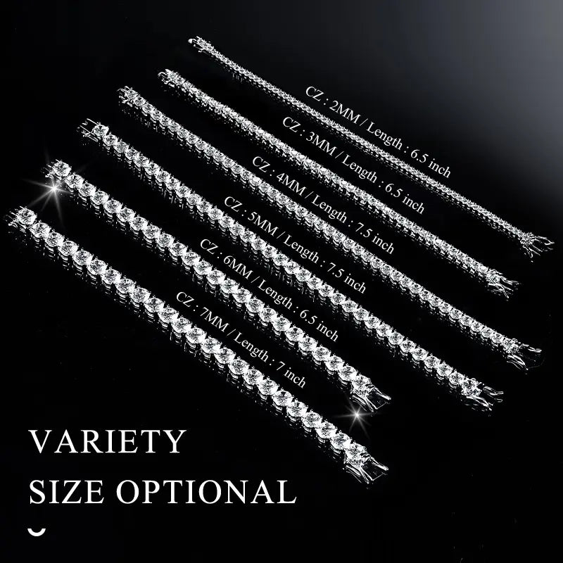 GEMSME Unisex Cubic Zirconia Brass Round Cut Waterproof Tennis Bracelet - Casual Jewelry for Women, Hiphop Chain Accessory, Anniversary/Birthday/Daily Gift for Him, High-Quality Sohochic Piece