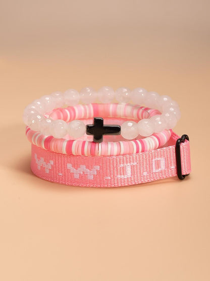 Wwjd Beaded Bracelet With Cross Charm, Exquisite Religious Jewelry Gift For Birthday, Cross Bracelets