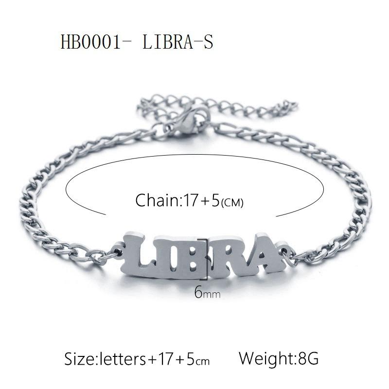 Women's 3:1 Fergal Constellation Bracelets for Women - Hypoallergenic Tarnish Proof Stainless Steel, Waterproof, English Letter Accents, Golden & Silvery Metal Chain Link, Zodiac Signs Female All Seasons Daily Wear Costume Jewelry