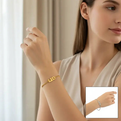 Women's 3:1 Fergal Constellation Bracelets for Women - Hypoallergenic Tarnish Proof Stainless Steel, Waterproof, English Letter Accents, Golden & Silvery Metal Chain Link, Zodiac Signs Female All Seasons Daily Wear Costume Jewelry