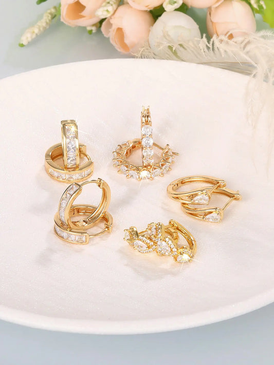 Women's Elegant Butterfly & Heart Design Hoop Earrings, Exquisite Hoop Earrings, Trendy All-match Jewelry As Gift for Daily & Party Decor