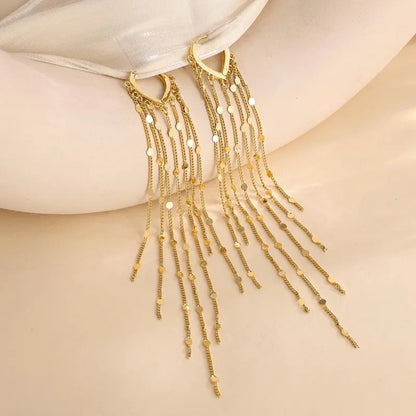 Tewiky 14K Gold Plated Long Tassel Earrings for Women,Chain Tassel Threader Earrings Trend Dangling,Trendy Hypoallergenic Bride Party Prom Jewelry and Women Gifts For Mother's Day gifts