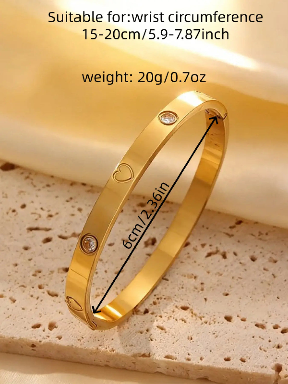 5-Piece 18K Gold-Plated Stackable Bracelet Set, Roman Numerals, Cubic Zirconia, Heart Designs, Hypoallergenic Stainless Steel Jewelry for Women