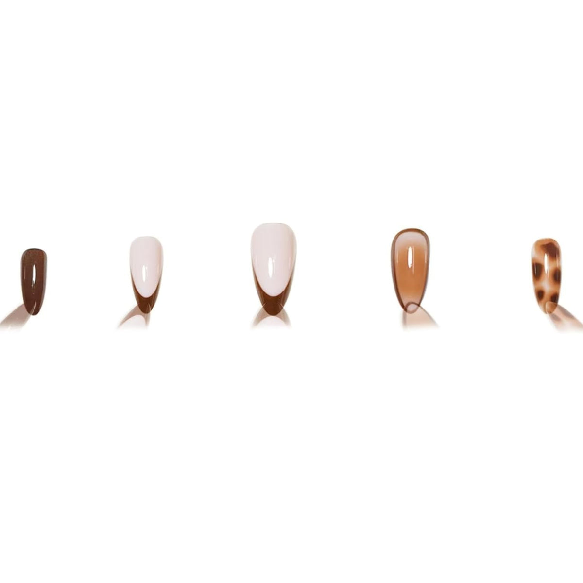 Almond Press on Nails Medium French Tip Fall Fake Nails with Brown Leopard Design Acrylic Nails Glossy False Nails Press ons Full Cover Glue on Nails for Women Manicure 24Pcs