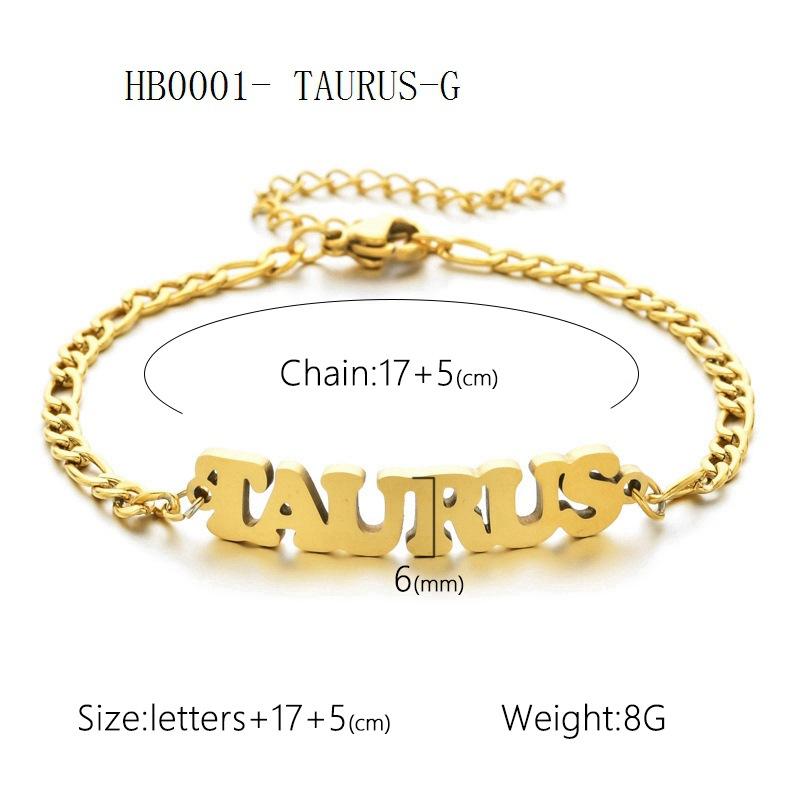 Women's 3:1 Fergal Constellation Bracelets for Women - Hypoallergenic Tarnish Proof Stainless Steel, Waterproof, English Letter Accents, Golden & Silvery Metal Chain Link, Zodiac Signs Female All Seasons Daily Wear Costume Jewelry