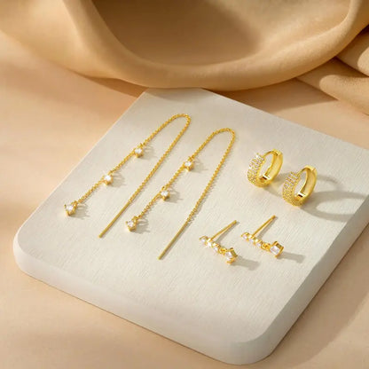 Tewiky 3 Layered Chain Earrings For Women Hypoallergenic Aretes Dangle Earrings Stud Waterproof Jewelry Gift For Blackfriday Christmas