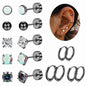 8 Pairs Surgical Steel Earrings for Sensitive Ears Hypoallergenic 20G Stainless Steel Stud Hoop Earrings for Women Men Small Opal Ball CZ Surgical Steel Flat Back Earrings Cartilage Earrings Hoop Stud