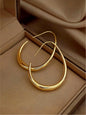 Hypoallergenic Gold Teardrop Hoop Earrings for Women ，Gold Plated Stainless Steel Large Oval Hoops, Tarnish Resistant, Comfortable Lightweight Earrings for Sensitive Ears, Ideal for Daily Wear & Gifting, High Quality Earrings, Stylish Jewelry