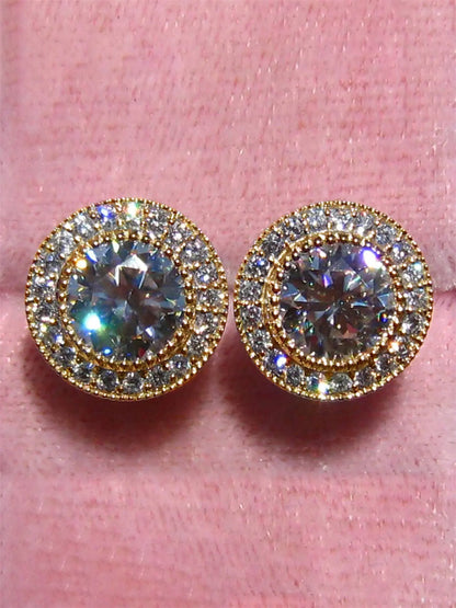 1 Pair Glamorous Cubic Zirconia Stud Earrings, Ear Studs, CZ Jewelry for Women, for Wedding, Engagement & Anniversary Party, Valentine's Day Gift