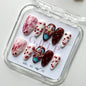 10Pcs Handmade Press On Nails Reusable Medium Handmade Acrylic Press Nails New Summer Collection, Cute Elegant Luxury Cat Eye Design, Ocean Inspired, High Quality Soft Sophisticated Look for Women Nail Art