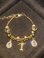 Women's Gold Tone Mixed Charm Beaded Bracelet A Z Initial Letters Available, Fashion Costume Jewelry Gift