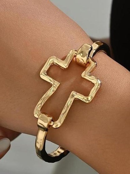 Women's Exquisite Cross Motif Charms Bracelet - Casual Trendy Jewelry, Gifts for Women, Daily & Party Accessories, Birthday Gift-Ready Bangles