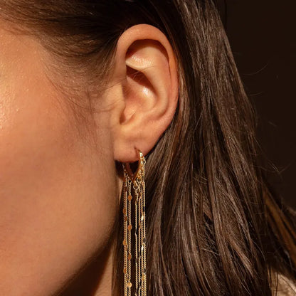 Tewiky 14K Gold Plated Long Tassel Earrings for Women,Chain Tassel Threader Earrings Trend Dangling,Trendy Hypoallergenic Bride Party Prom Jewelry and Women Gifts For Mother's Day gifts summerwins-LB