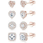 4 Pairs Trendy Sterling Silver CZ Stud Earrings for Women 14K Waterproof Gold Plated Brilliant Celtic Heart Big Stud Earrings Set Cubic Zirconia Earrings Studs for Sensitive Ear, Heart Shaped Earrings, Artificial Zirconia Earrings, Jewelry For Women