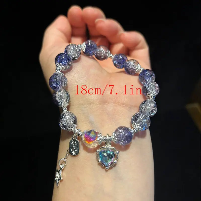 Women's Charm Bracelets Jewelry Accessory - 10pcs/20pcs Mix Packs, Light Blue/Pink Glass Beads, Flower & Butterfly Charms, Cute Bow Accents, Casual Everyday Female Arm Candy Accessories, Summer Gifts