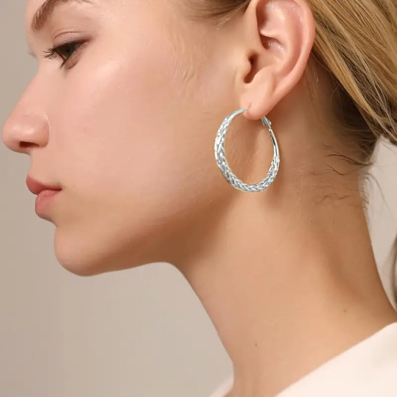 Women's 925 Sterling Silver Hypoallergenic Chunky Hoop Earrings - Lightweight Hoop Jewelry, 30/40/50MM Nickel-Free Metal Posts, Multi-Size Adult Female Fashion Earrings, Gift-Ready Lasting Color Summerwins Jewelry