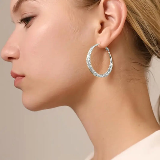 Women's 925 Sterling Silver Hypoallergenic Chunky Hoop Earrings - Lightweight Hoop Jewelry, 30/40/50MM Nickel-Free Metal Posts, Multi-Size Adult Female Fashion Earrings, Gift-Ready Lasting Color Summerwins Jewelry