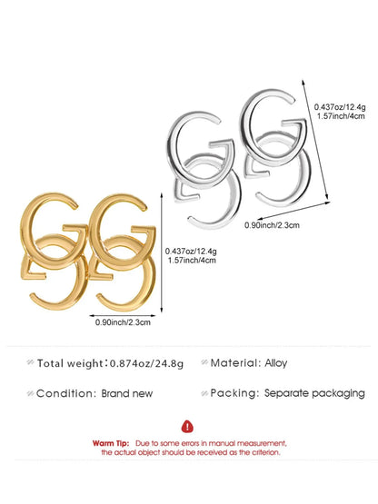 Elegant Twin G Letter Classic Style Stud Earrings, High Quality Studs Earrings, Fashionable Office Party Jewelry for Daily Wear, Perfect for Complements Shirts and Suits, Fashionable Jewelry Accessories