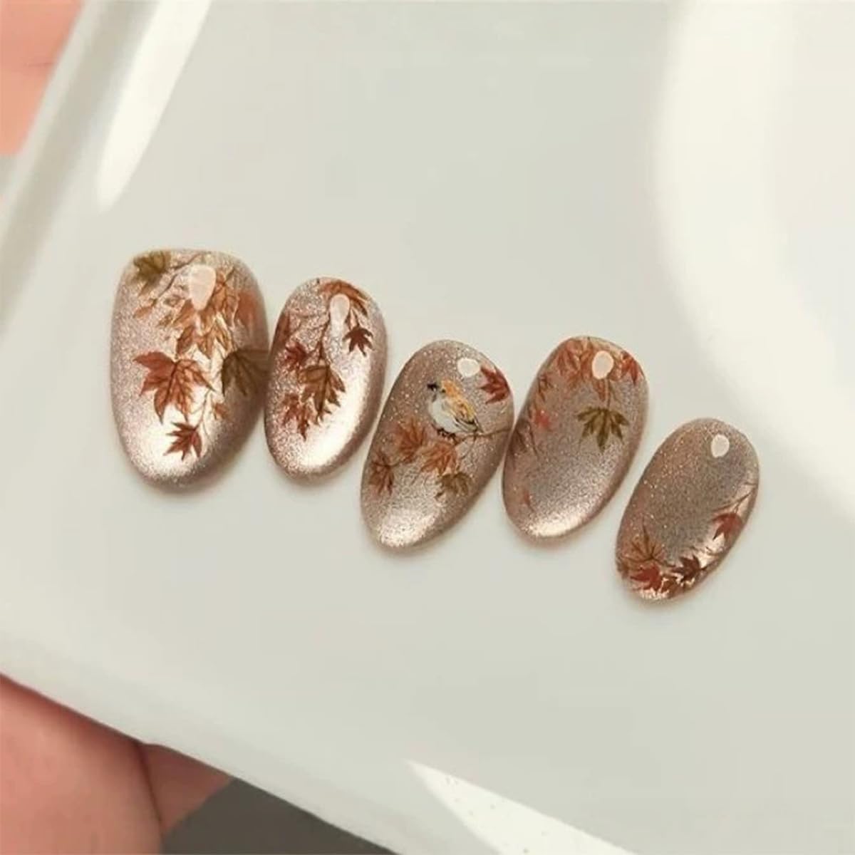 French Tip Press on Nails Short Almond Nude Fake Nails Press on with Polka Dot Design Stripe False Nails Glossy Full Cover Summer Nails for Women 24Pcs