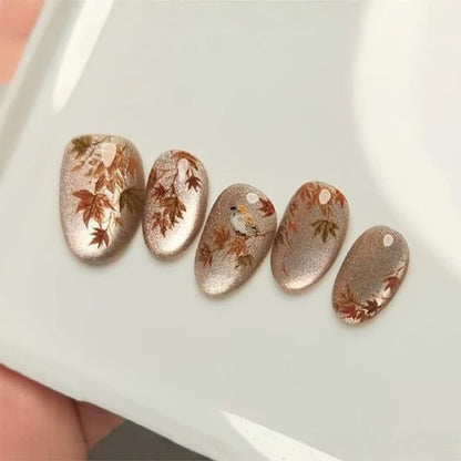French Tip Press on Nails Short Almond Nude Fake Nails Press on with Polka Dot Design Stripe False Nails Glossy Full Cover Summer Nails for Women 24Pcs