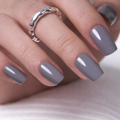 CurvLife Short Square Burgundy Press On Nails, Fall Dark red