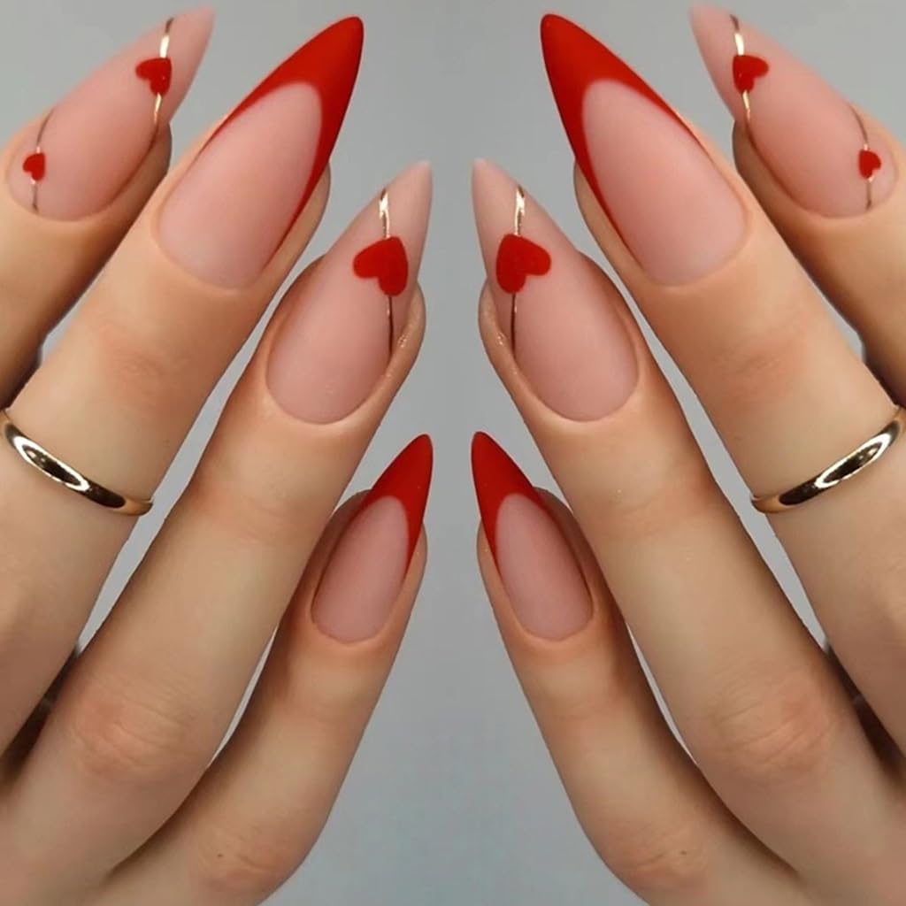CTTHNBD Press on Nails Almond, Medium, French Tip Fake Nails