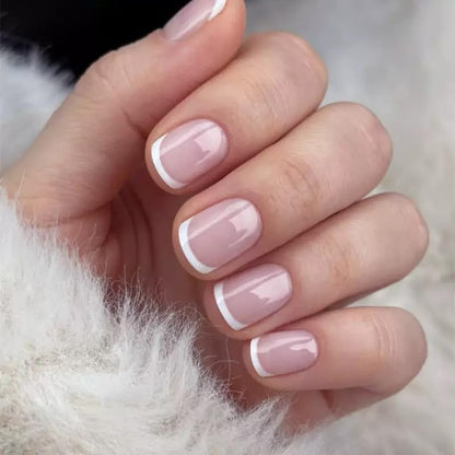 CTTHNBD Press on Nails Square, Medium, Black French Tip Fake Nails