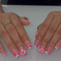 CTTHNBD Press on Nails Square, Medium, Black French Tip Fake Nails