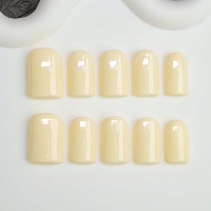 Handmade Press on Nails Short Almond Nude Polka Dot Glossy Reusable Fake Nails, Minimalist Beige Acrylic Press on Nails with White Dot Design for Women Girls 10 PCS(M)