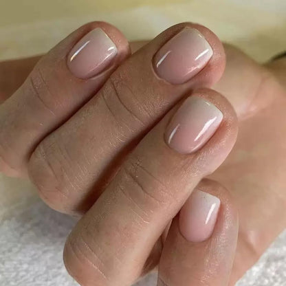 CTTHNBD Press on Nails Square, Medium, Black French Tip Fake Nails