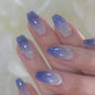 CTTHNBD Press on Nails Square, Medium, Black French Tip Fake Nails