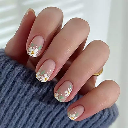 CTTHNBD Press on Nails Square, Medium, Black French Tip Fake Nails