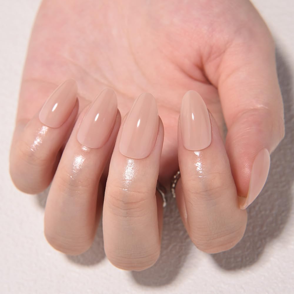 Spring Fake Acrylic Press On Nails – Starry Sky Designer False Nails Medium Almond, Salon Quality, Glossy Reusable Stick-On Nails for Weddings, Outdoor Picnics & Parties | Gift for Women