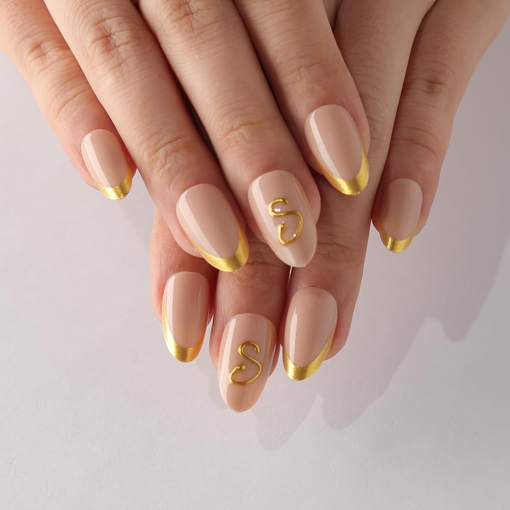 Spring Fake Acrylic Press On Nails – Starry Sky Designer False Nails Medium Almond, Salon Quality, Glossy Reusable Stick-On Nails for Weddings, Outdoor Picnics & Parties | Gift for Women