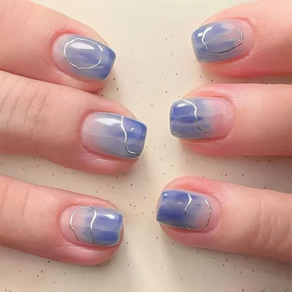CTTHNBD Press on Nails Square, Medium, Black French Tip Fake Nails