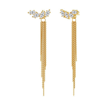 Tewiky 14K Gold Plated Long Tassel Earrings for Women,Chain Tassel Threader Earrings Trend Dangling,Trendy Hypoallergenic Bride Party Prom Jewelry and Women Gifts For Mother's Day gifts summerwins-LB