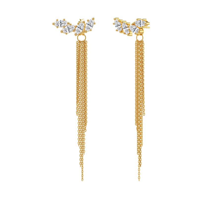 Tewiky 14K Gold Plated Long Tassel Earrings for Women,Chain Tassel Threader Earrings Trend Dangling,Trendy Hypoallergenic Bride Party Prom Jewelry and Women Gifts For Mother's Day gifts