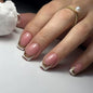 CTTHNBD Press on Nails Square, Medium, Black French Tip Fake Nails