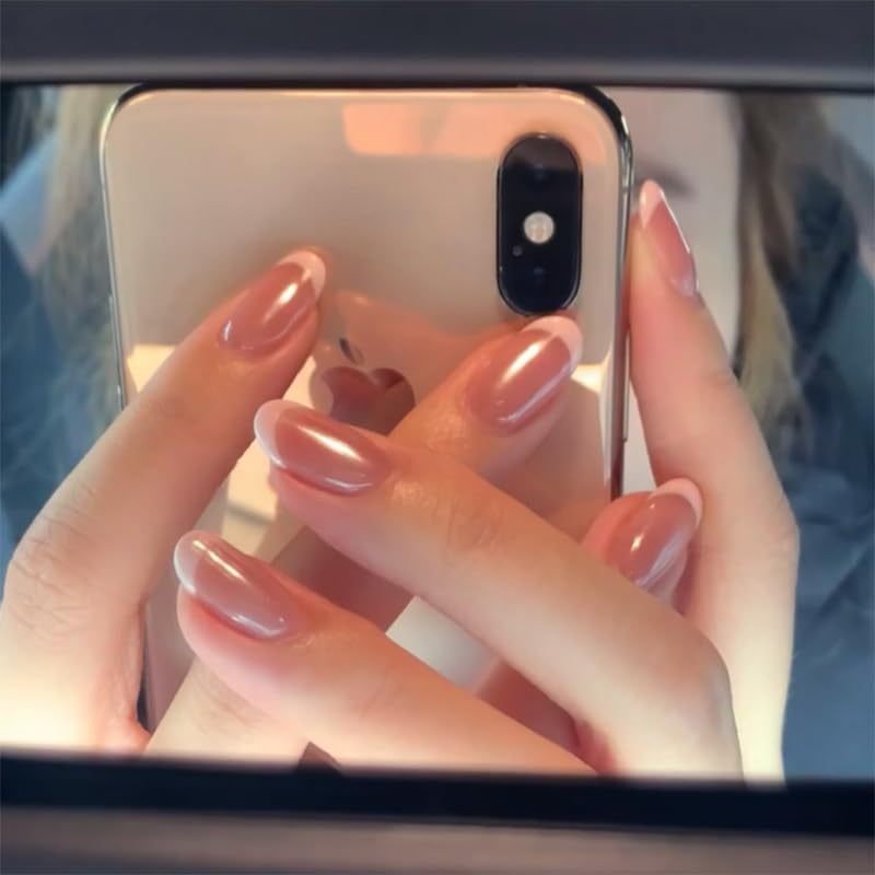 Spring Fake Acrylic Press On Nails – Starry Sky Designer False Nails Medium Almond, Salon Quality, Glossy Reusable Stick-On Nails for Weddings, Outdoor Picnics & Parties | Gift for Women