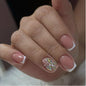 CTTHNBD Press on Nails Square, Medium, Black French Tip Fake Nails