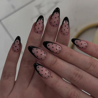 Press on Nails - Short Almond, Cute Polka Dot