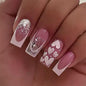 CTTHNBD Press on Nails Square, Medium, Black French Tip Fake Nails