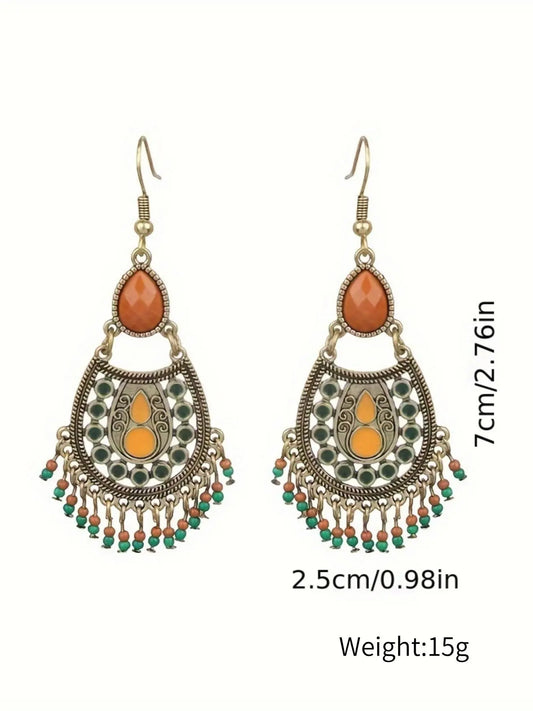 Vintage Boho Style Beaded Decor Dangle Earrings, Stylish Jewelry, Fashion Chic Gorgeous Jewelry for Party, Daily Clothing Decor, Trendy All-match & Exquisite Jewelry for Birthday Gift, Trendy Fashionable Accessories, Earrings Dangling